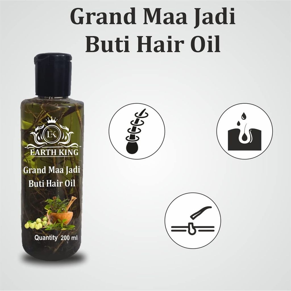 EARTH KING Grand Maa Jadi Buti Hair Oil | Jadibuti | Helps in Hair Fall Control and Hair Growth with Natural Herb for Men & Women � 200Ml