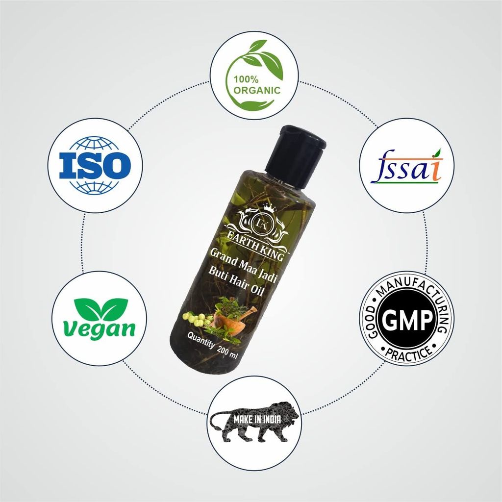 EARTH KING Grand Maa Jadi Buti Hair Oil | Jadibuti | Helps in Hair Fall Control and Hair Growth with Natural Herb for Men & Women � 200Ml