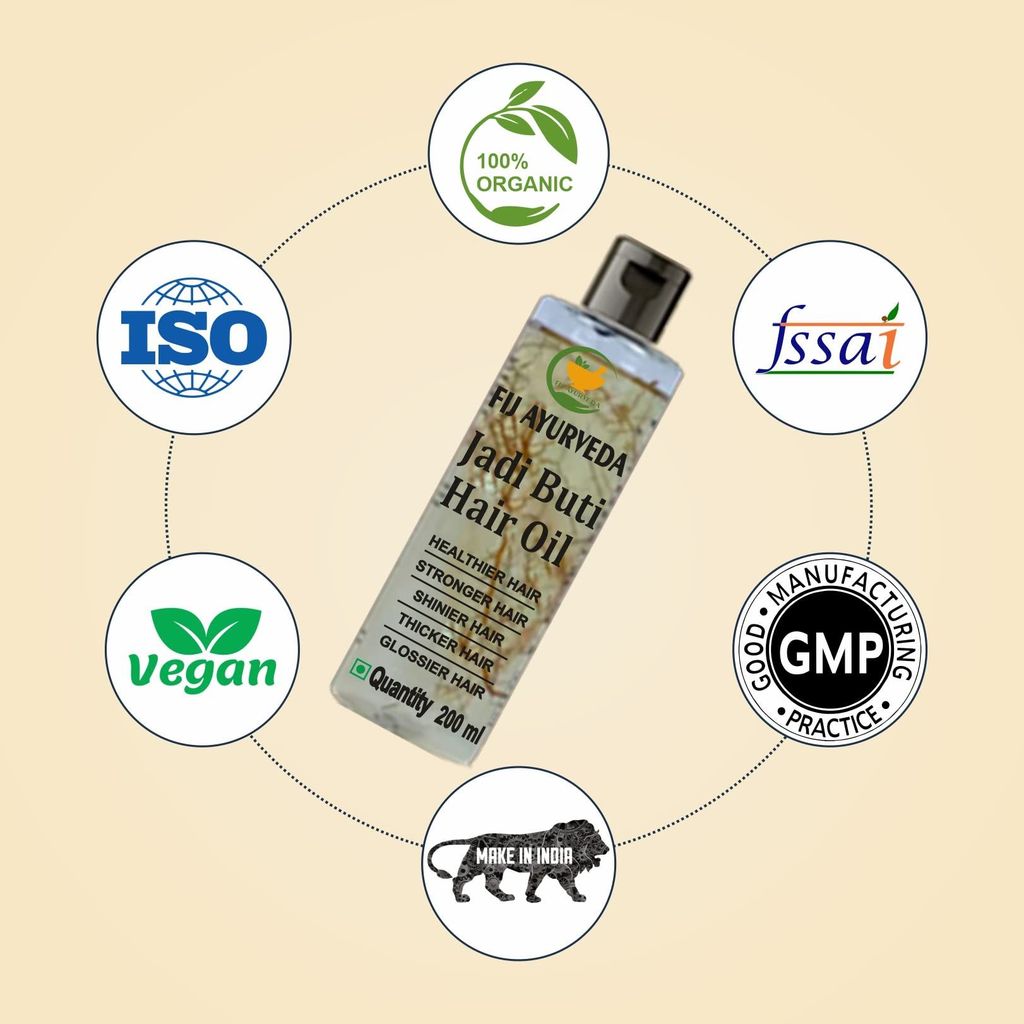 FIJ AYURVEDA Jadi Buti Hair Oil | Jadibuti | Helps in Hair Fall Control and Hair Growth with Natural Herb for Men & Women � 200Ml