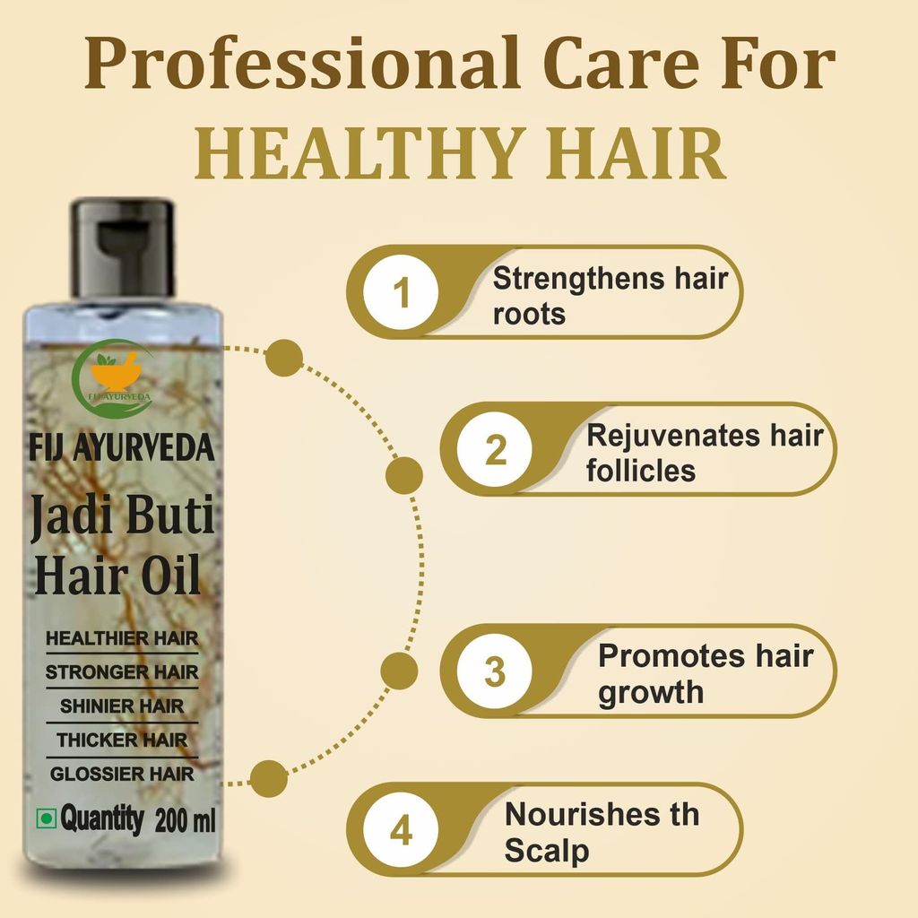 FIJ AYURVEDA Jadi Buti Hair Oil | Jadibuti | Helps in Hair Fall Control and Hair Growth with Natural Herb for Men & Women � 200Ml