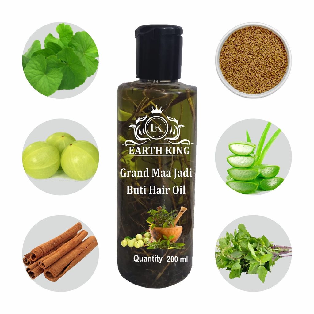 EARTH KING Grand Maa Jadi Buti Hair Oil | Jadibuti | Helps in Hair Fall Control and Hair Growth with Natural Herb for Men & Women � 200Ml