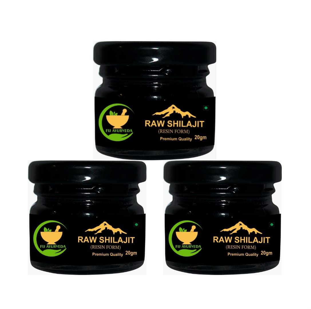 FIJ AYURVEDA Pure Ayurvedic Raw Shilajit/Shilajit Resin (Semi Liquid) Supports Power, Energy & Vitality - 60Gm (Pack of 3)