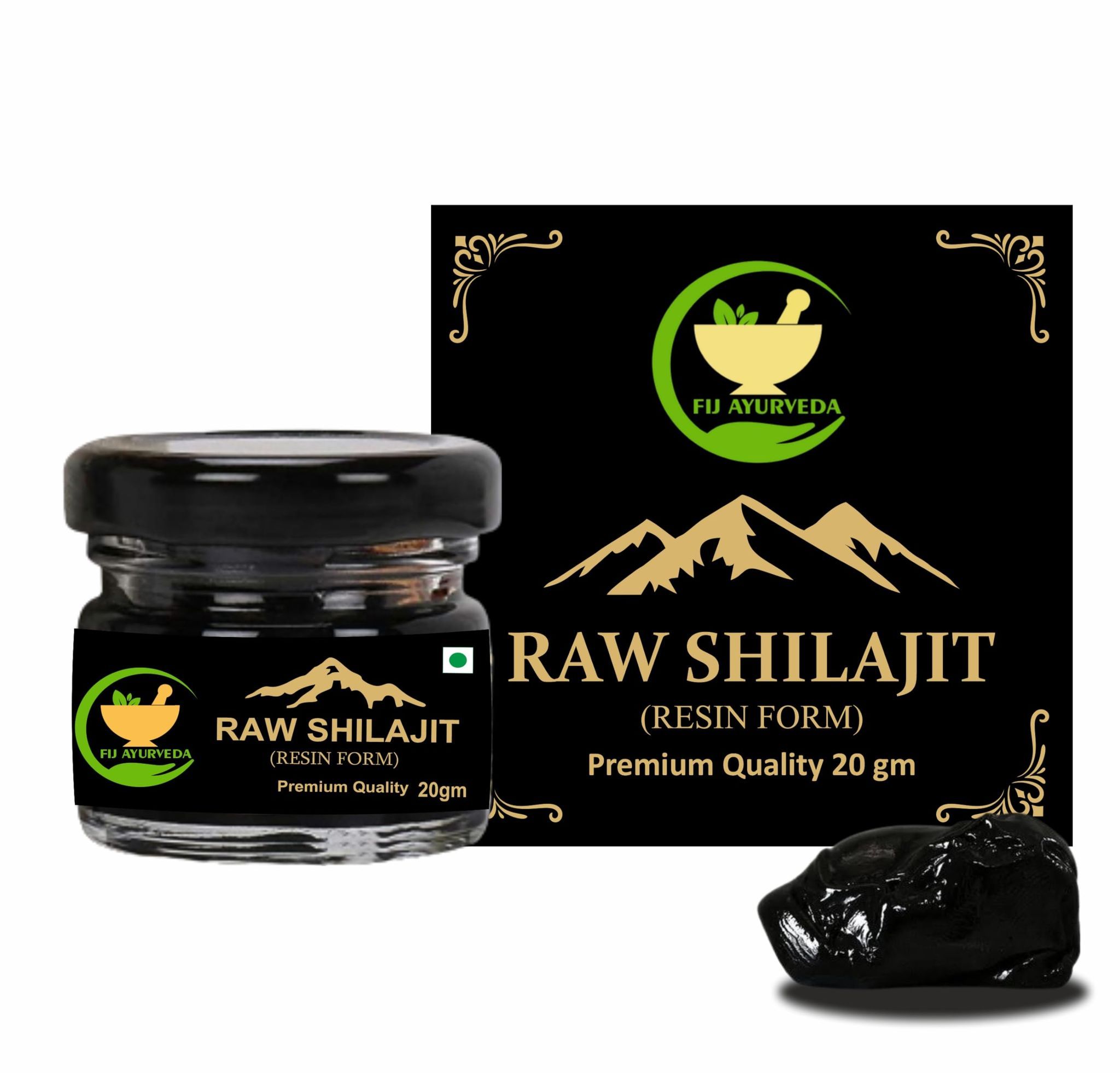 FIJ AYURVEDA Ayurvedic Raw Shilajit/Shilajit Resin (Semi Liquid) for Men & Women - 20Gm (Pack of 1)