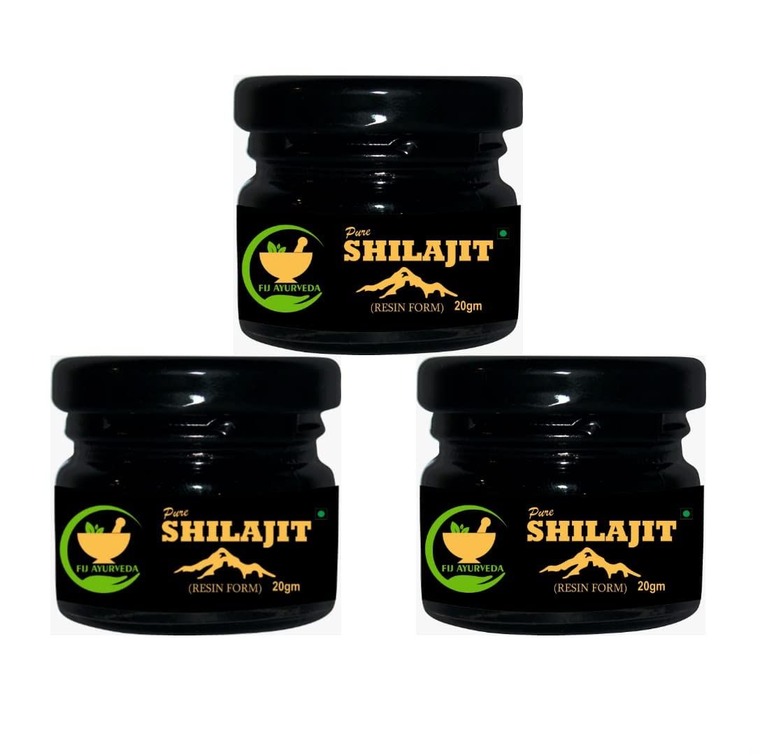FIJ AYURVEDA Pure Ayurvedic Shilajit/Shilajit Resin (Semi Liquid) Supports Power, Stamina & Vitality - 60Gm (Pack of 3)