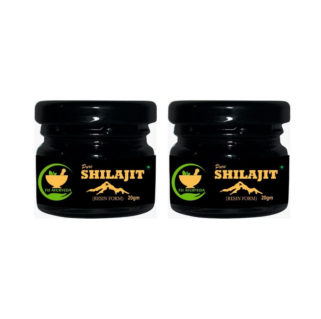 FIJ AYURVEDA Pure Ayurvedic Shilajit/Shilajit Resin (Semi Liquid) Supports Vigor & Vitality - 40Gm (Pack of 2)