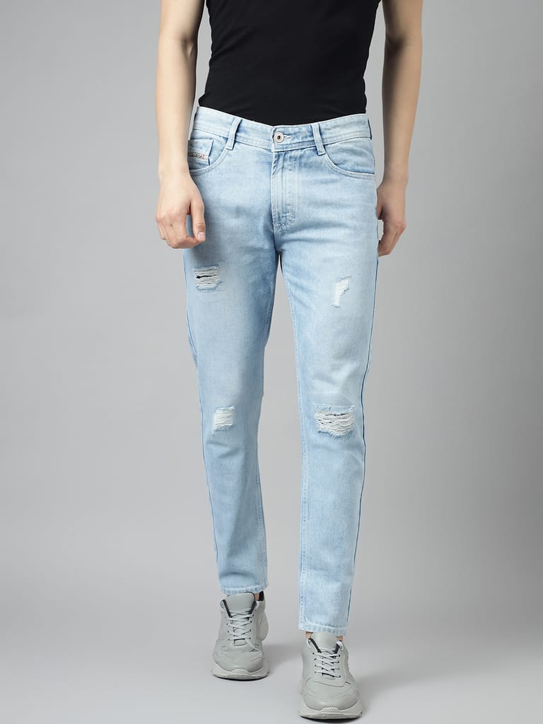 Top Men Men's Light Blue Distressed Skinny Jeans 2025 at ShopCircuit | ONDC