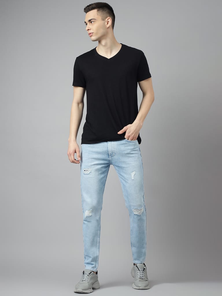 Top Men Men's Light Blue Distressed Skinny Jeans 2025 at ShopCircuit | ONDC