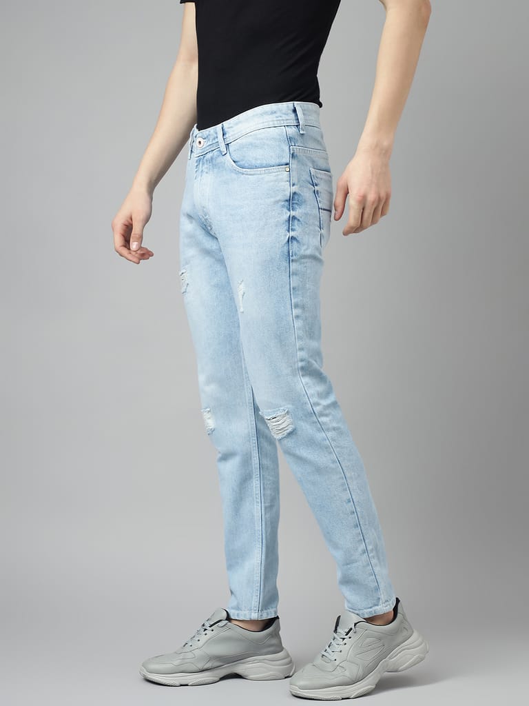 Top Men Men's Light Blue Distressed Skinny Jeans 2025 at ShopCircuit | ONDC