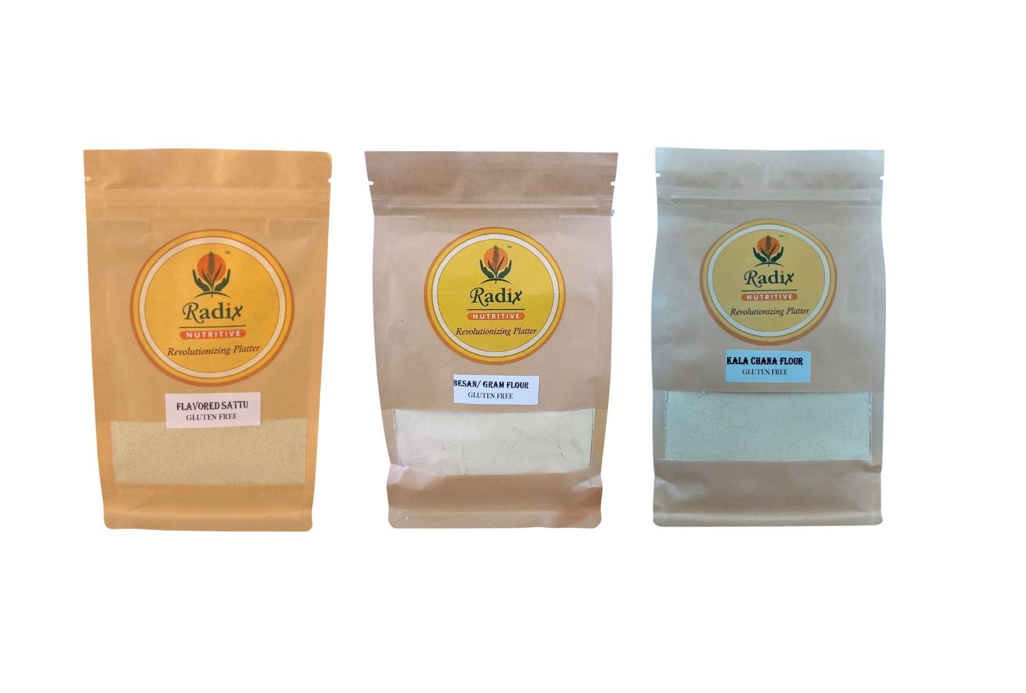 Radix Nutritive® protein basket. Pudina Sattu, Besan, Kala Chana Flour. 500 gms each.