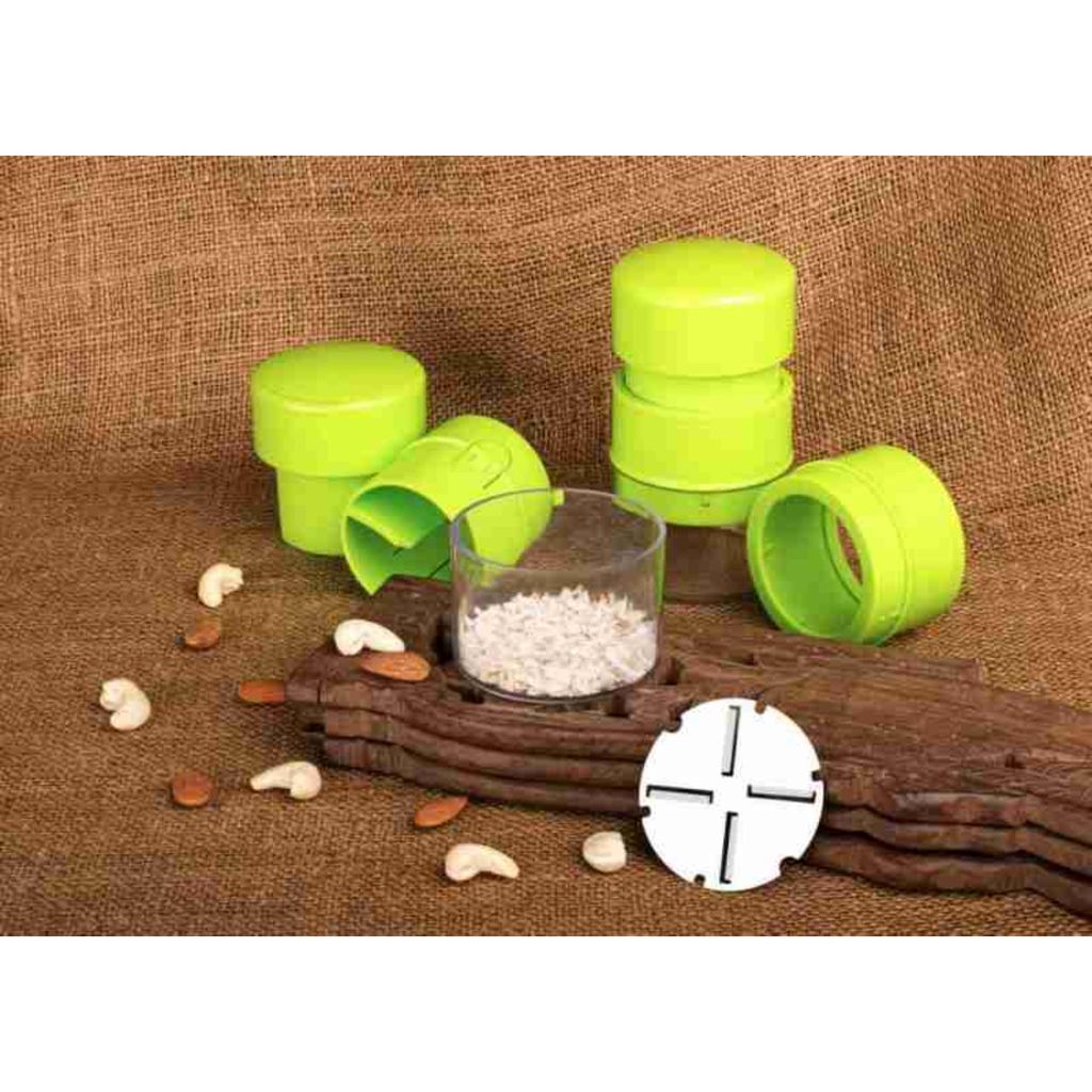 GLOBAL IMPEX 3-in-1 Dry Fruit Cutter, Slicer & Nut Grater – Manual Stainless Steel Chopper with Built-in Storage for Almonds, Cashew, Walnut, Hazelnut | Kitchen Tool.