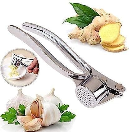 NEWWAY Combo of Stainless Steel Garlic Crusher, Lemon Squeezer with Bottle Opener and Pizza Cutter with Plastic Handle Combo Comfortable Handle Kitchen