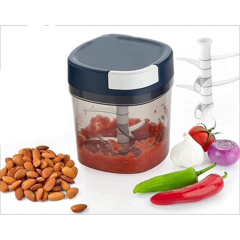 GLOBAL IMPEX Vegetable Hand Chopper with 3 Stainless Steel Blade and Whisker Multipurpose Vegetable Chopper, Dry Fruit and Onion Quick Chopper Machine for Kitchen