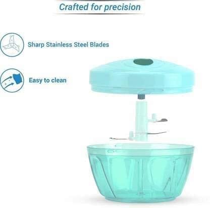 GLOBAL IMPEX Vegetable Hand Chopper with 3 Stainless Steel Blade and Whisker Multipurpose Vegetable Chopper, Dry Fruit and Onion Quick Chopper Machine for Kitchen