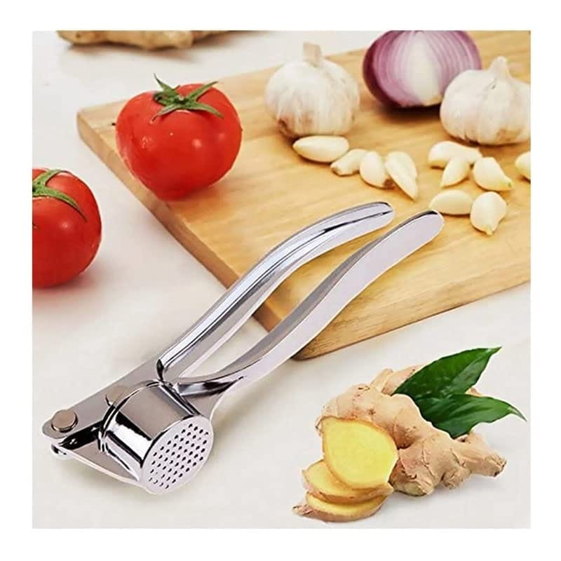 GLOBAL IMPEX 2-in-1 Kitchen Tool Set ā Stainless Steel Garlic Crusher & Sharp Pizza Cutter with Plastic Handle ā Manual Chopper & Slicer Combo for Home Use (White, Pack of 2)