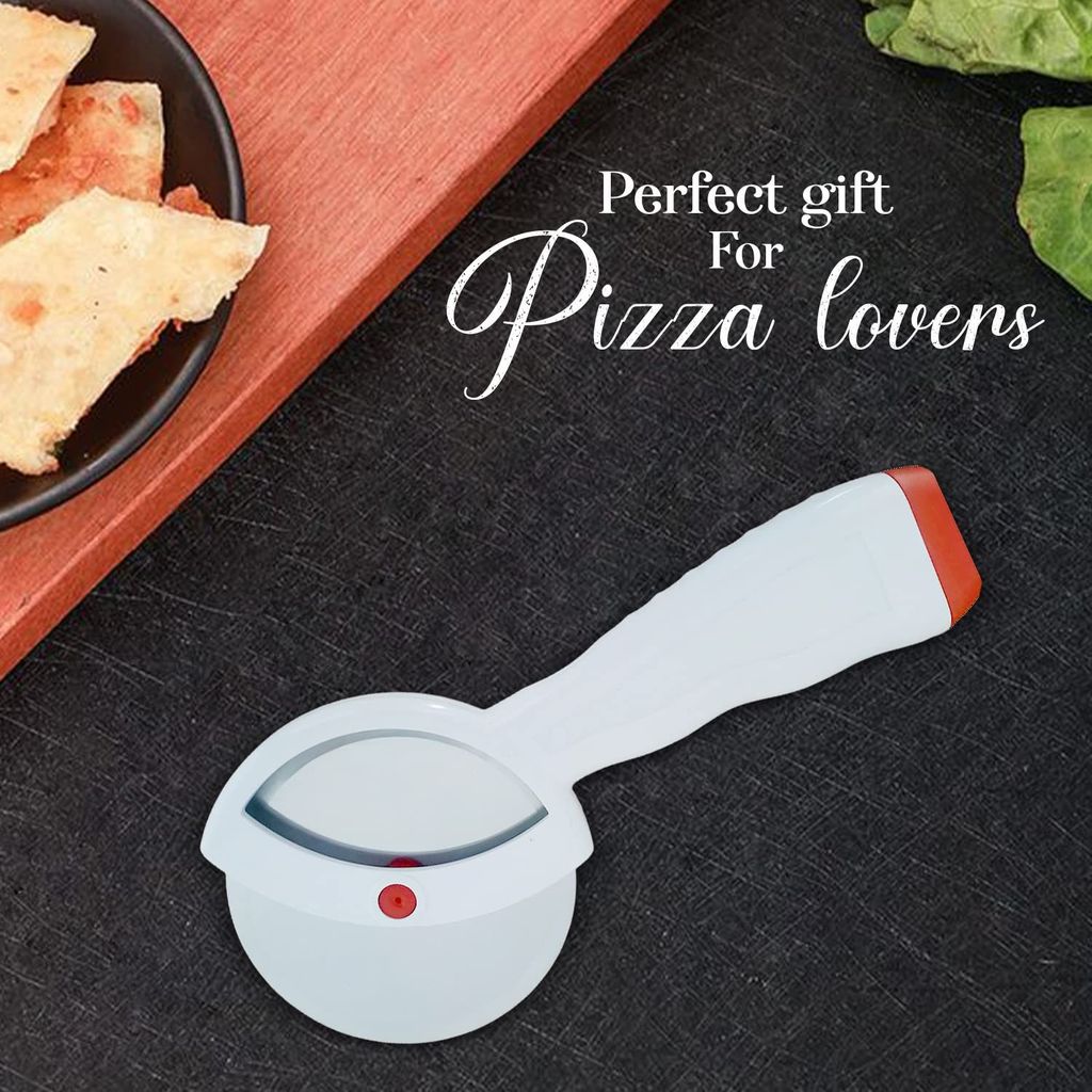 GLOBAL IMPEX 2-in-1 Kitchen Tool Set ā Stainless Steel Garlic Crusher & Sharp Pizza Cutter with Plastic Handle ā Manual Chopper & Slicer Combo for Home Use (White, Pack of 2)
