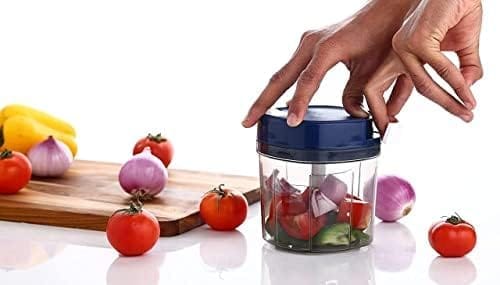 NEWWAY Vegetable Square Quick Handy Dori Chopper with 6 Stainless Steel Blade and Whisker Multipurpose, Dry Fruit and Onion Speedy Chopper Machine for Kitchen (1100ml Blue)