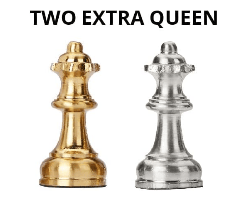Metal Chess Pieces Only No Board for Adults and Kids, 32 Large Quadruple Weighted Chess Pieces, 2 Extra Queen, 2.6” King Figures Staunton Chessmen Heavy Piece, Gold-Silver