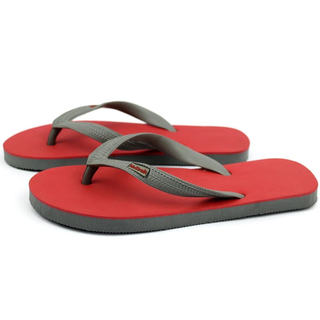 Latest Men Melon Red & Grey Twin Color Natural Rubber Flip-Flops Slippers (Men) 2025 at ShopCirc