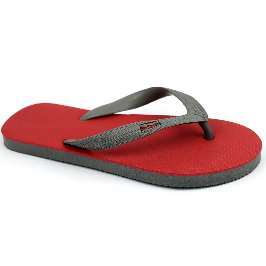Latest Men Melon Red & Grey Twin Color Natural Rubber Flip-Flops Slippers (Men) 2025 at ShopCirc