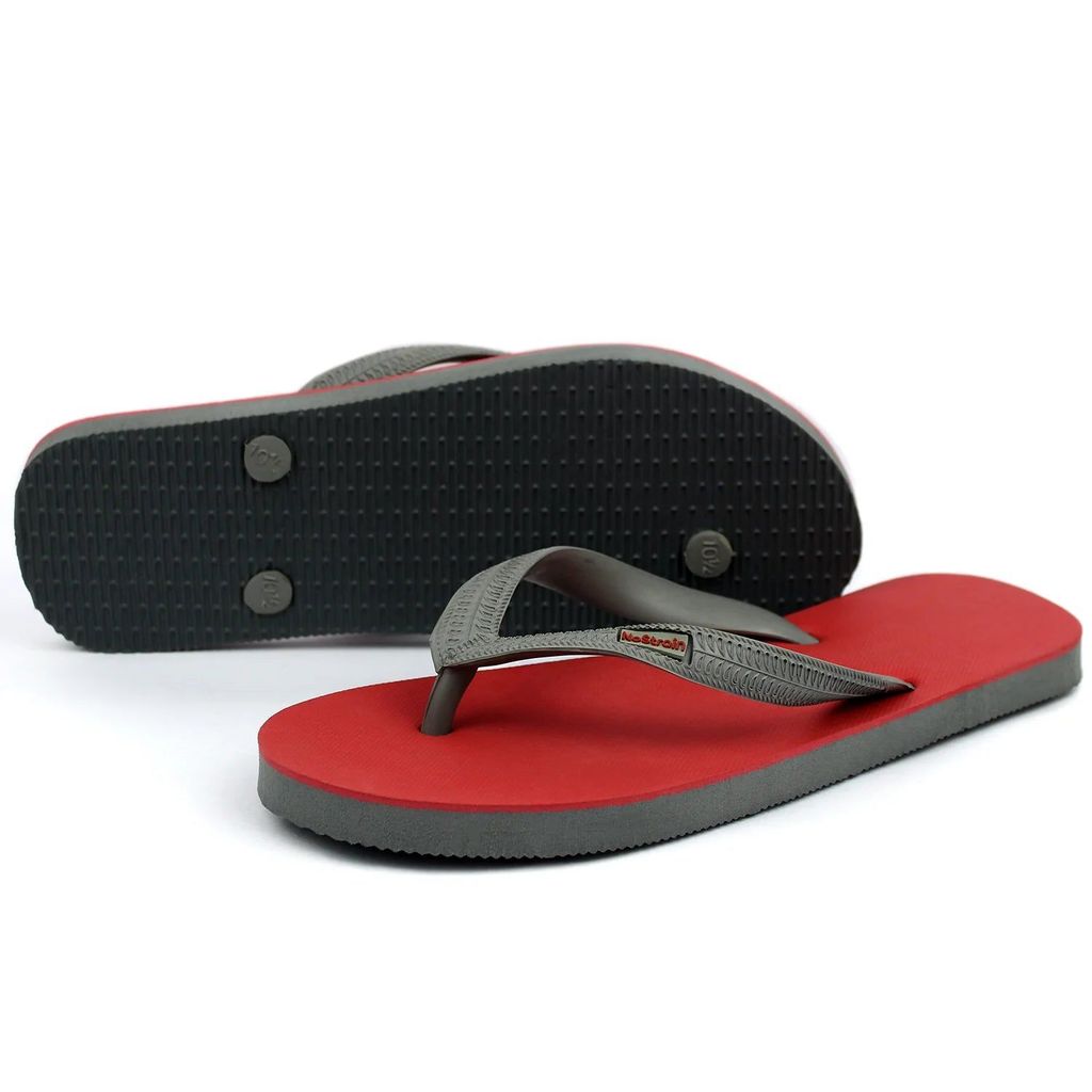 Latest Men Melon Red & Grey Twin Color Natural Rubber Flip-Flops Slippers (Men) 2025 at ShopCirc