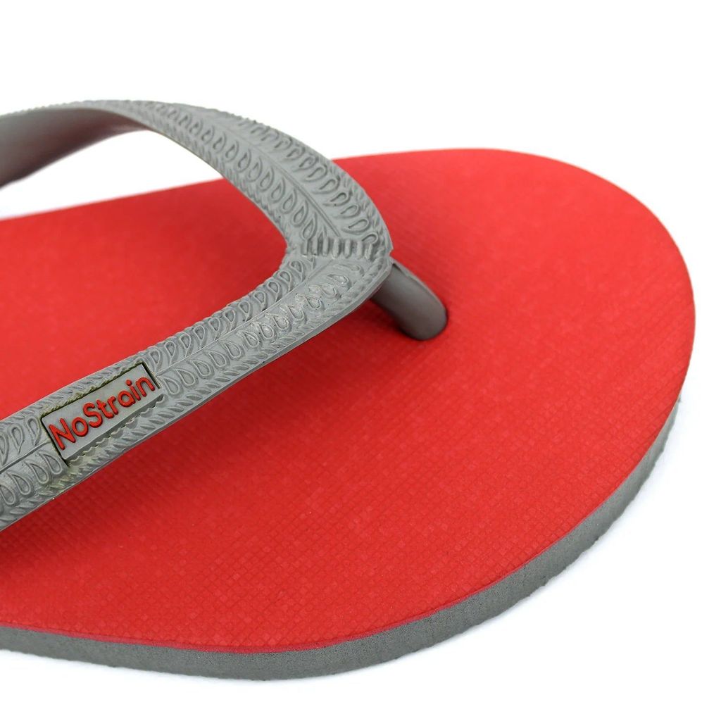 Latest Men Melon Red & Grey Twin Color Natural Rubber Flip-Flops Slippers (Men) 2025 at ShopCirc