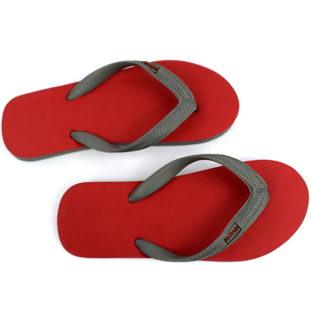 Latest Men Melon Red & Grey Twin Color Natural Rubber Flip-Flops Slippers (Men) 2025 at ShopCirc