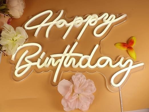 Happy Birthday Neon Light | Led Neon Sign Light Decor | Happy Birthday Led White Neon Light 12 X 18 Inch