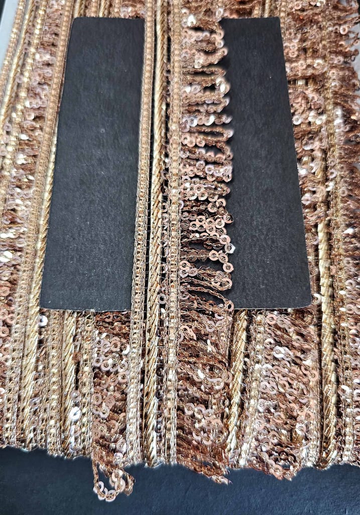 Pritam 1.25 inch RIMZIM Siquance Fringes Tassel Decorative Lace Border Festival Bridal Dupatta Lehenga, Saree, Anarkali, DIY, Bag and Craftwork (9 Mtr)