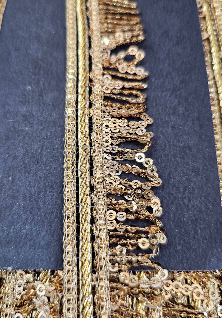 Pritam 1.25 inch RIMZIM Siquance Fringes Tassel Decorative Lace Border Festival Bridal Dupatta Lehenga, Saree, Anarkali, DIY, Bag and Craftwork (9 Mtr)