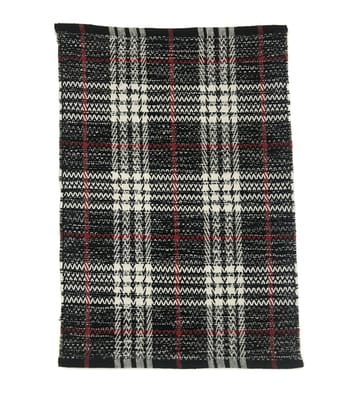 Hand Woven Recycled Cotton Rug, Black/White, Size 20'’x30'’. Machine Washable Pack of 2