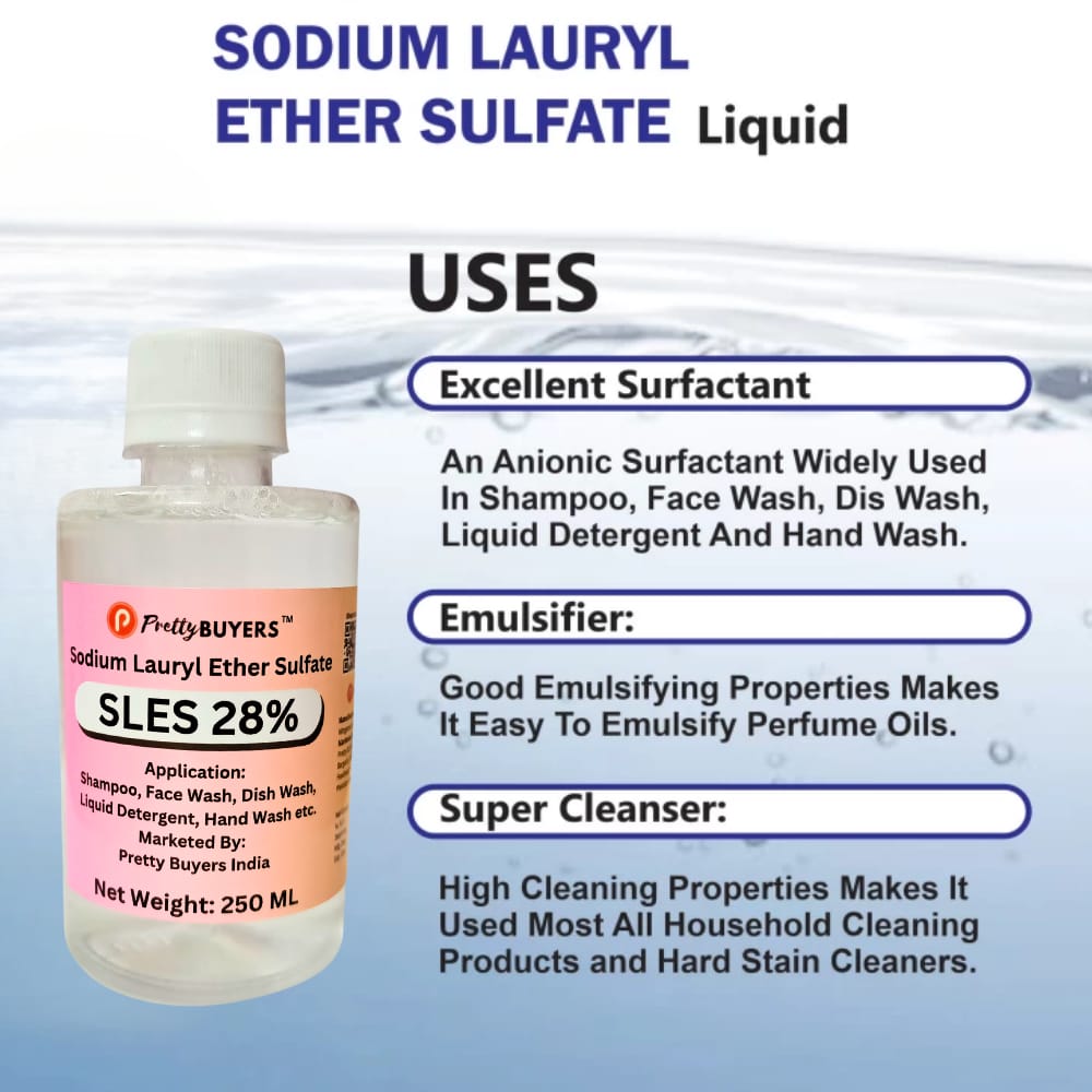 SLES Sodium Lauryl Ether Sulphate - Soap Making Supplies, Personal Care Foaming Detergent Product 250MLx1