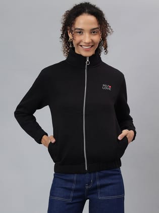 Richlook Women Navy Full Zipper Sweatshirt Richlook Women Navy Full Zipper Sweatshirt