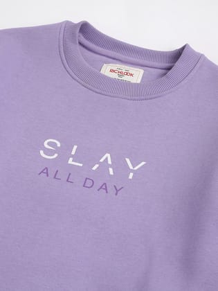 Richlook Women Crew Neck Purple Sweatshirt Richlook Women Crew Neck Purple Sweatshirt