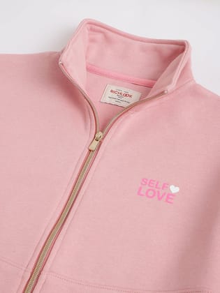 Richlook Women Pink Full Zipper Sweatshirt Richlook Women Pink Full Zipper Sweatshirt