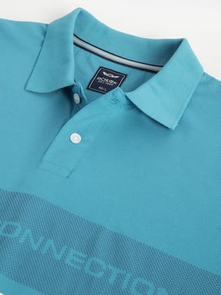 Men Teal Regular Fit Polo Neck T-Shirt Men Teal Regular Fit Polo Neck T-Shirt