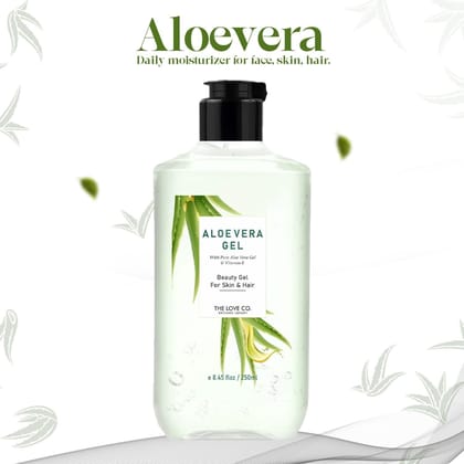 THE LOVE CO. Aloe Vera Gel - 250ml | Refreshing Hydration & Soothing Formula | Natural Moisturizer for Face and Body | Suitable for All Skin Types