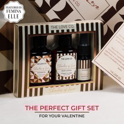 THE LOVE CO Shades of Love Gift Set - Shower Gel, Body Lotion & Body Mist | Perfect Gift Set for Valentine | Gift Hamper For Women & Men Pack of 3