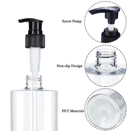 Harrods Empty Pump Bottles Refillable Dispenser Container Liquid Soap Dispenser Pump Lotion Bottle Plastic Cylinder with Pumps Each Black Pump 500ml (3Pcs)