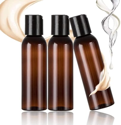 HARRODS Empty Plastic Bottle, Amber Brown Plastic Squeeze Bottles with Flip Cap, Plastic Containers For Shampoo, Lotions, Liquid Body Soap, Creams 100ml Pack of 24