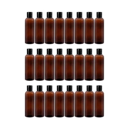 HARRODS Empty Plastic Bottle, Amber Brown Plastic Squeeze Bottles with Flip Cap, Plastic Containers For Shampoo, Lotions, Liquid Body Soap, Creams 100ml Pack of 24