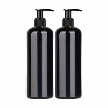 Harrods Black Empty Shampoo Pump Bottles Refillable Dispenser Container Liquid Soap Dispenser Pump Lotion Bottle Plastic Cylinder with Pumps - 500ml Each Pack of 5