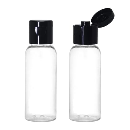 HARRODS 30ml Empty Clear Plastic Bottles Refillable Travel Size Cosmetic Containers Small Leak Proof Squeeze Bottles with Black Flip Cap for Toiletries, Shampoos, Lotions, Creams (Pack of 24)
