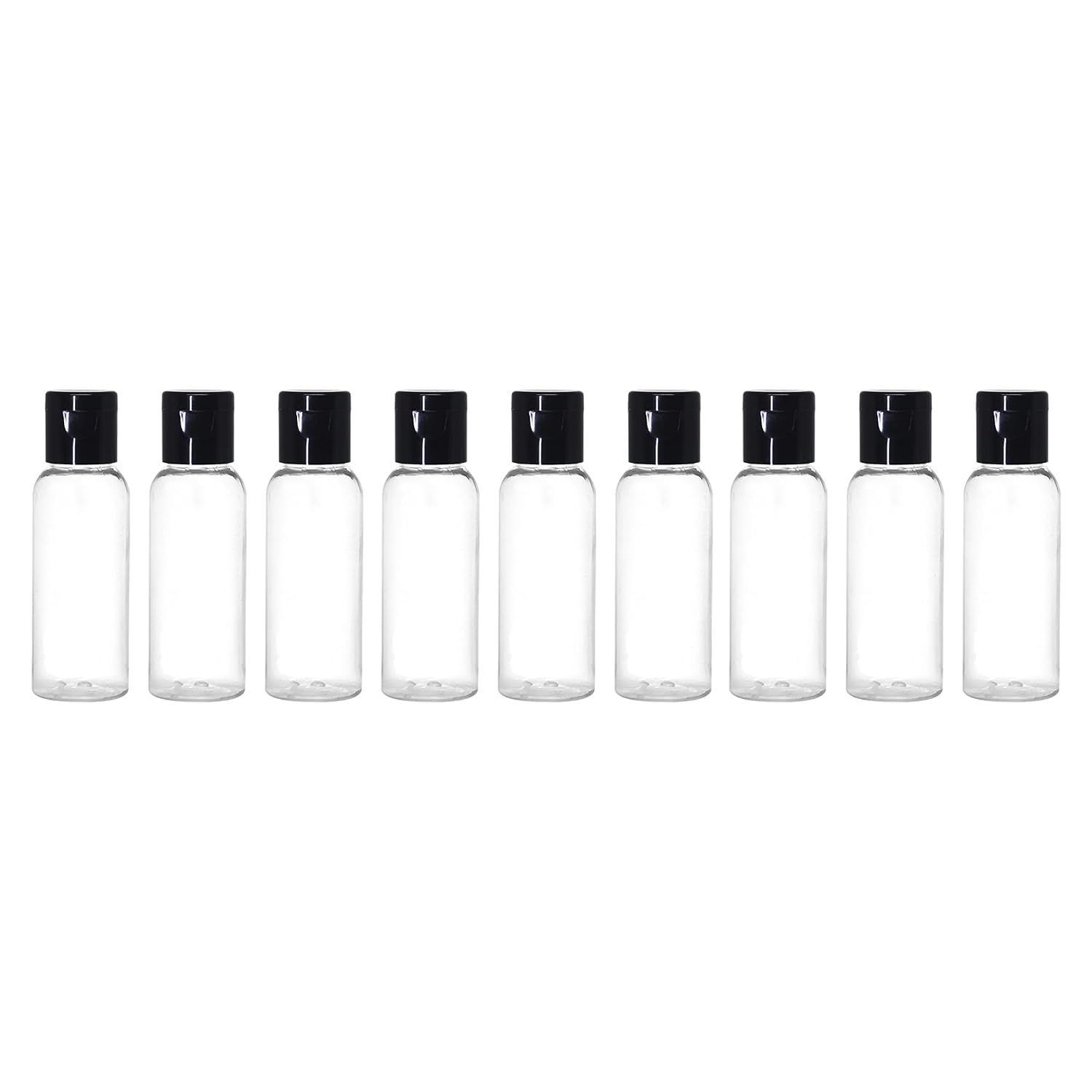 HARRODS 30ml Empty Clear Plastic Bottles Refillable Travel Size Cosmetic Containers Small Leak Proof Squeeze Bottles with Black Flip Cap for Toiletries, Shampoos, Lotions, Creams (Pack of 24)