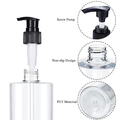 Harrods Empty Square Pump Bottles Refillable Dispenser Container Liquid Soap Dispenser Pump Lotion Bottle Plastic Cylinder with Pumps - 250ml Pack of 6