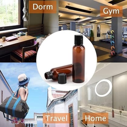 HARRODS Empty Plastic Bottle, Amber Brown Plastic Squeeze Bottles with Flip Cap, Plastic Containers For Shampoo, Lotions, Liquid Body Soap, Creams 100ml Pack of 12