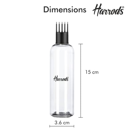 HARRODS 200Ml Empty Plastic Bottle For Hair Application | Hair Root Applicator Bottle With Comb Head | Perfect For Rosemary Tea, Hair Oil, Hair Colour, Shampoo, Travel Friendly - Pack of 2