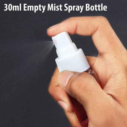 HARRODS Spray Bottles 30ml Clear Empty Fine Mist Plastic Mini Travel Bottle Set, Small Refillable Liquid Containers (30ml Pack of 10)
