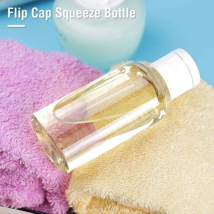 HARRODS 50ml Empty Clear Plastic Bottles Refillable Travel Size Cosmetic Containers Small Leak Proof Squeeze Bottles with Black Flip Cap for Toiletries,Shampoo. (Pack of 6)