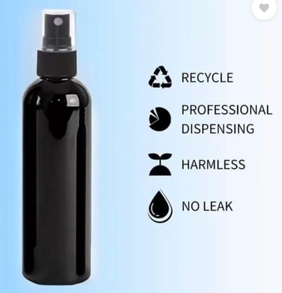 HARRODS 100ml Empty Plastic Transparent Refillable Fine Mist Black Spray Bottle for Saloon,Costemic, Hand Sanitizer, Toner, Perfume, Lotion, Oil, Travel use (Pack of 10)
