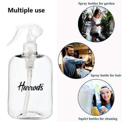 HARRODS Spray Bottle Combo Pack - 250ml Empty Bottles for Travel, Liquid, Room Spray, Fogging, Hand Wash, and Rangoli - Set of 2